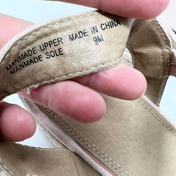 Loft Platform Sandals Women's 9 Beige Espadrille Ankle Buckle Straps New - Picture 6 of 8